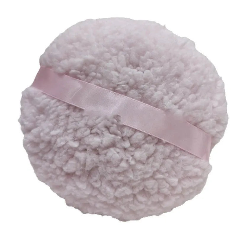 Oversized rectangular plush powder puff measuring 150x75mm in white colour variant