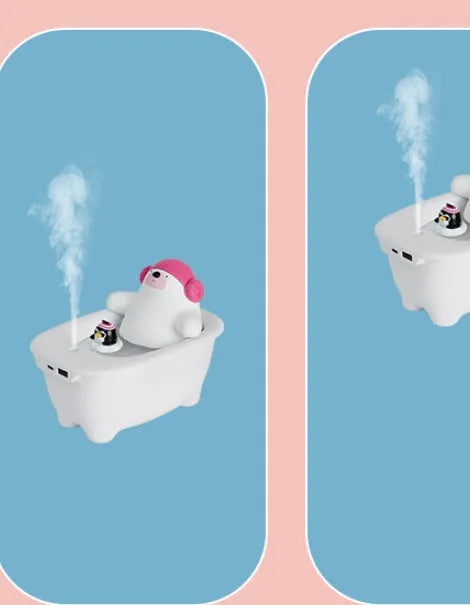 White USB air humidifier with 550ml water tank and dual mist controls for home aromatherapy