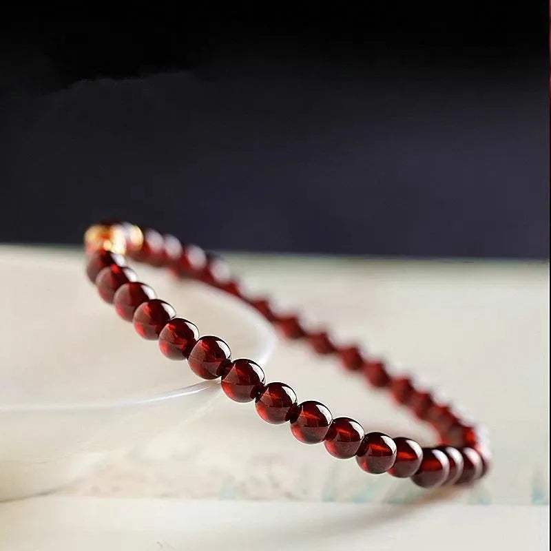 Wine red glass bead bracelet in single circle and double circle New Chinese styles