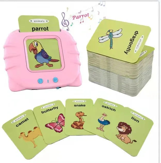Children's English learning card with audio books showing blue colour option and card insertion