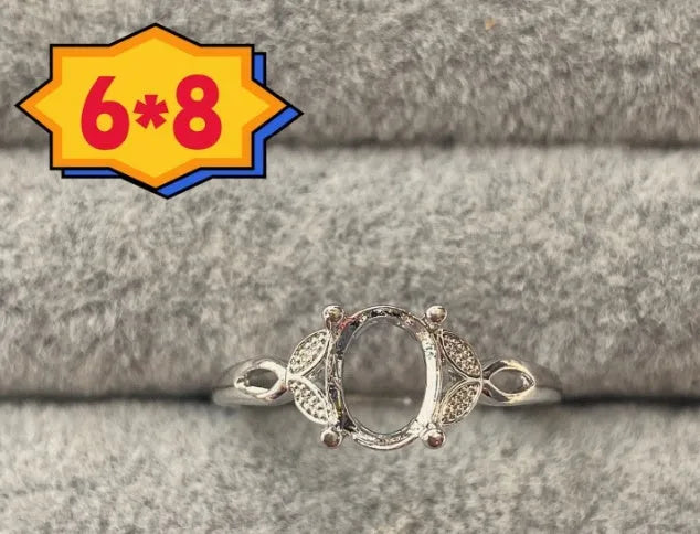 Korean style open mouth ring with oval denier stone and five-pointed star design on copper with electroplating