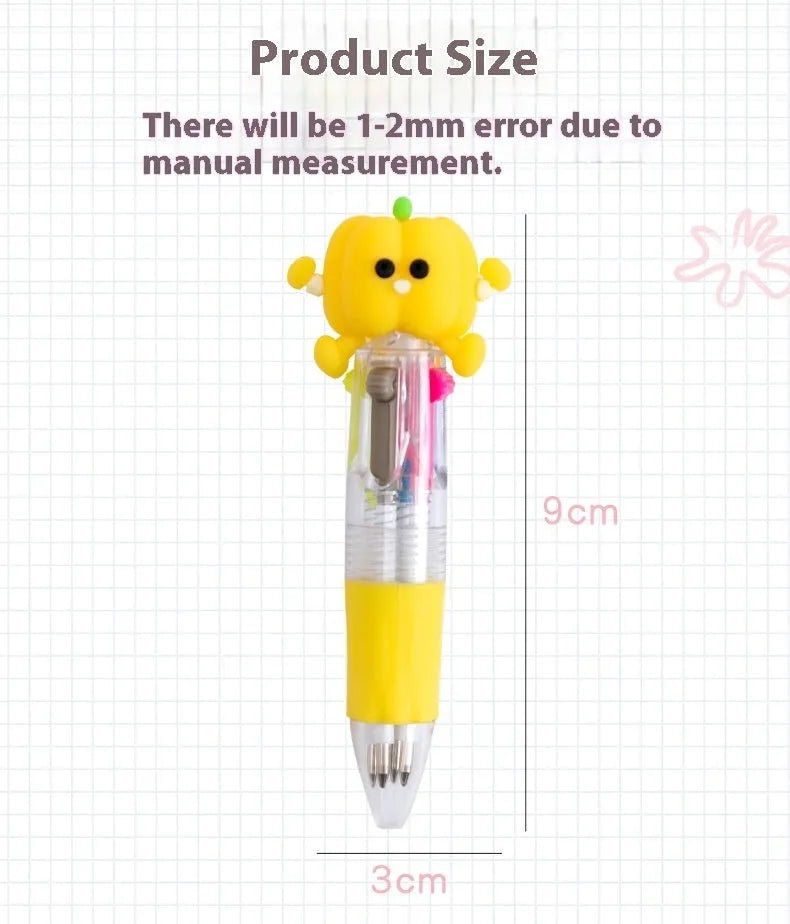 Cartoon four-colour press ballpoint pen with 0.7mm bullet tip in random design selection