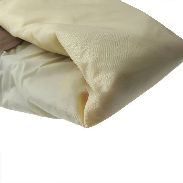 Beige polyester outdoor barbecue cover shown in a Nordic style, with size options available.