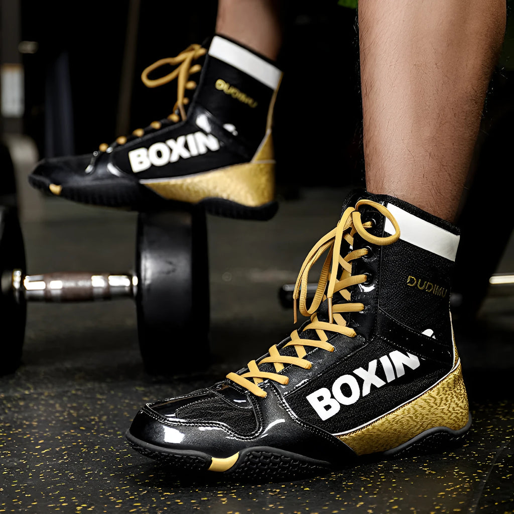 Mixed combat training wrestling shoes with high-top design and soft rubber sole