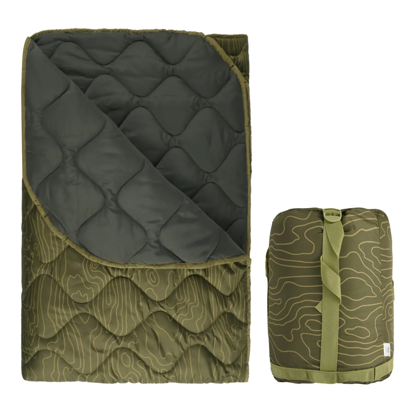 Multi-functional camouflage quilt for outdoor camping with envelope construction