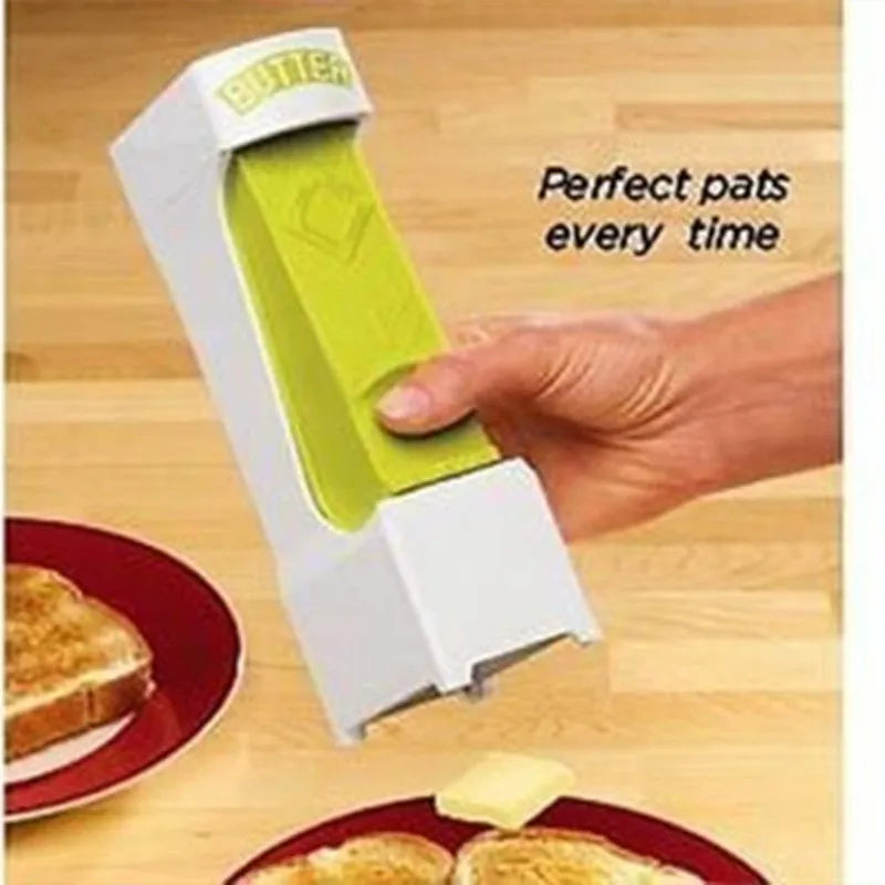Yellow butter cutter with stainless steel blades for portioning standard butter bars