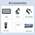 7 inch car GPS navigation device with touch screen display showing maps