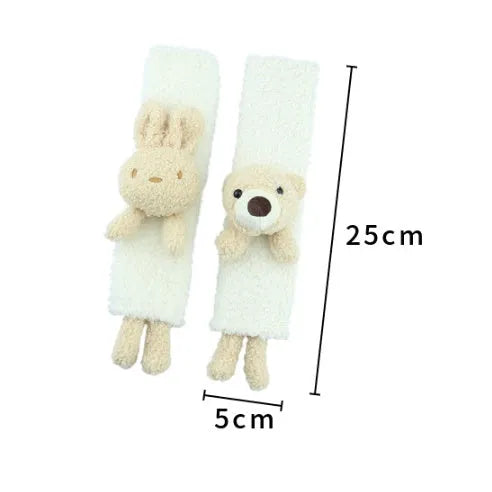 Lamb wool car seatbelt shoulder protector with cartoon bear or rabbit design