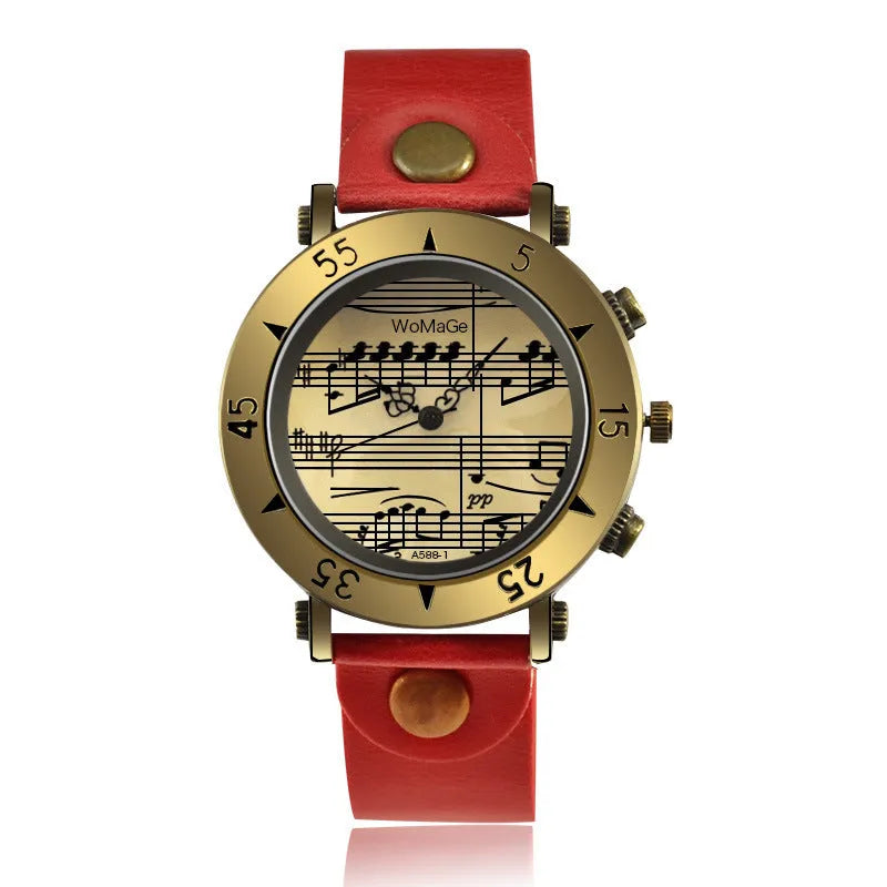 Men's wristwatch with a music symbol design on the dial in one of nine colour options.