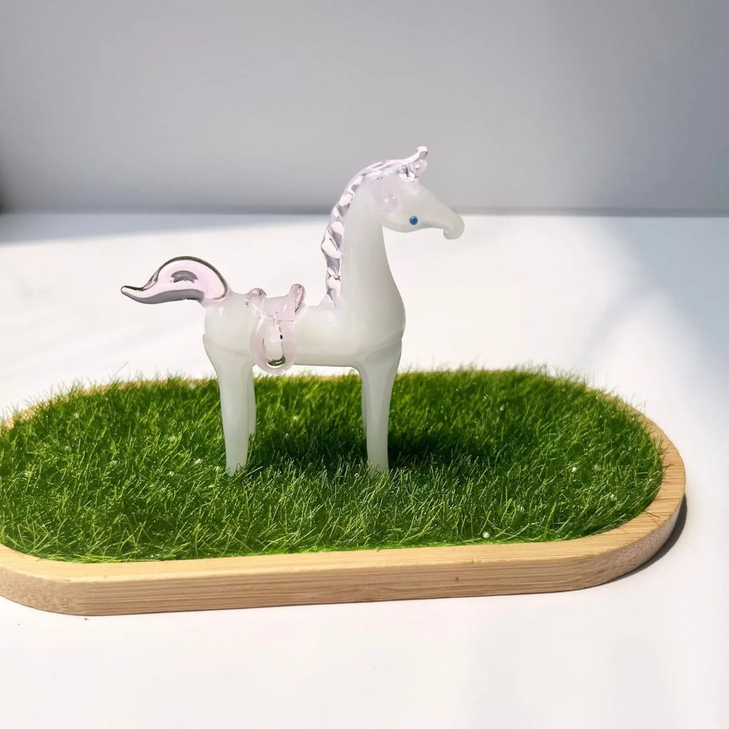 Glazed horse sculpture in coloured glaze, modern simplicity style, brown or white colour option