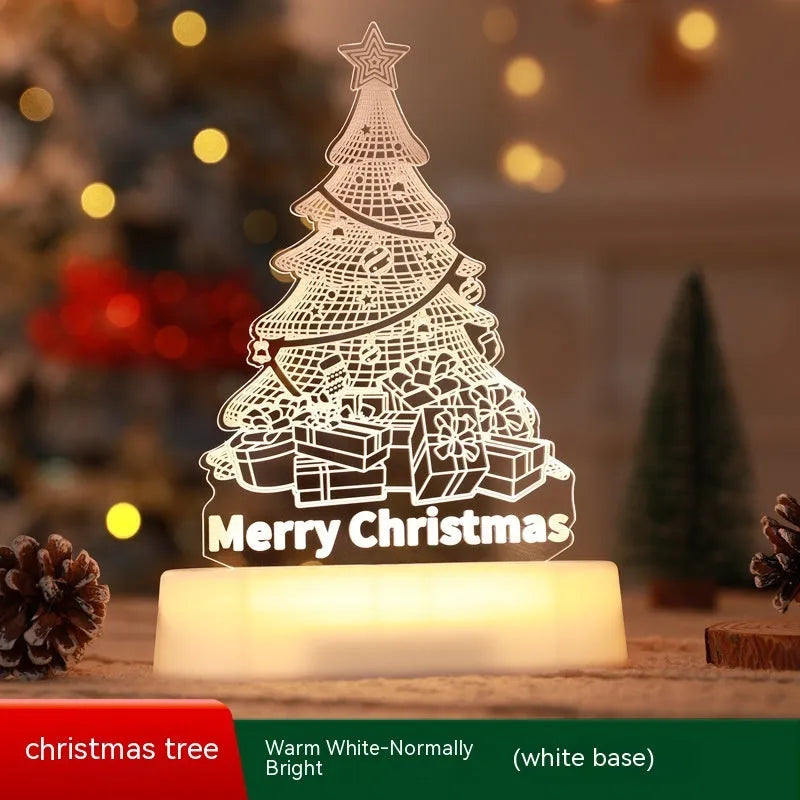 Acrylic 3D LED Christmas night light decoration with festive designs