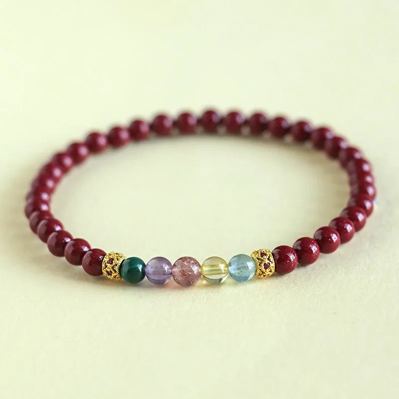 Handmade purple gold sand crystal bead bracelet on a wrist, showing 6mm bead size option.