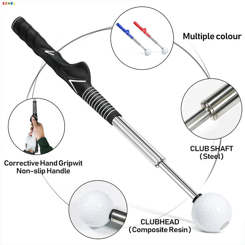 Golf telescopic swing simulator in stainless steel with three colour options