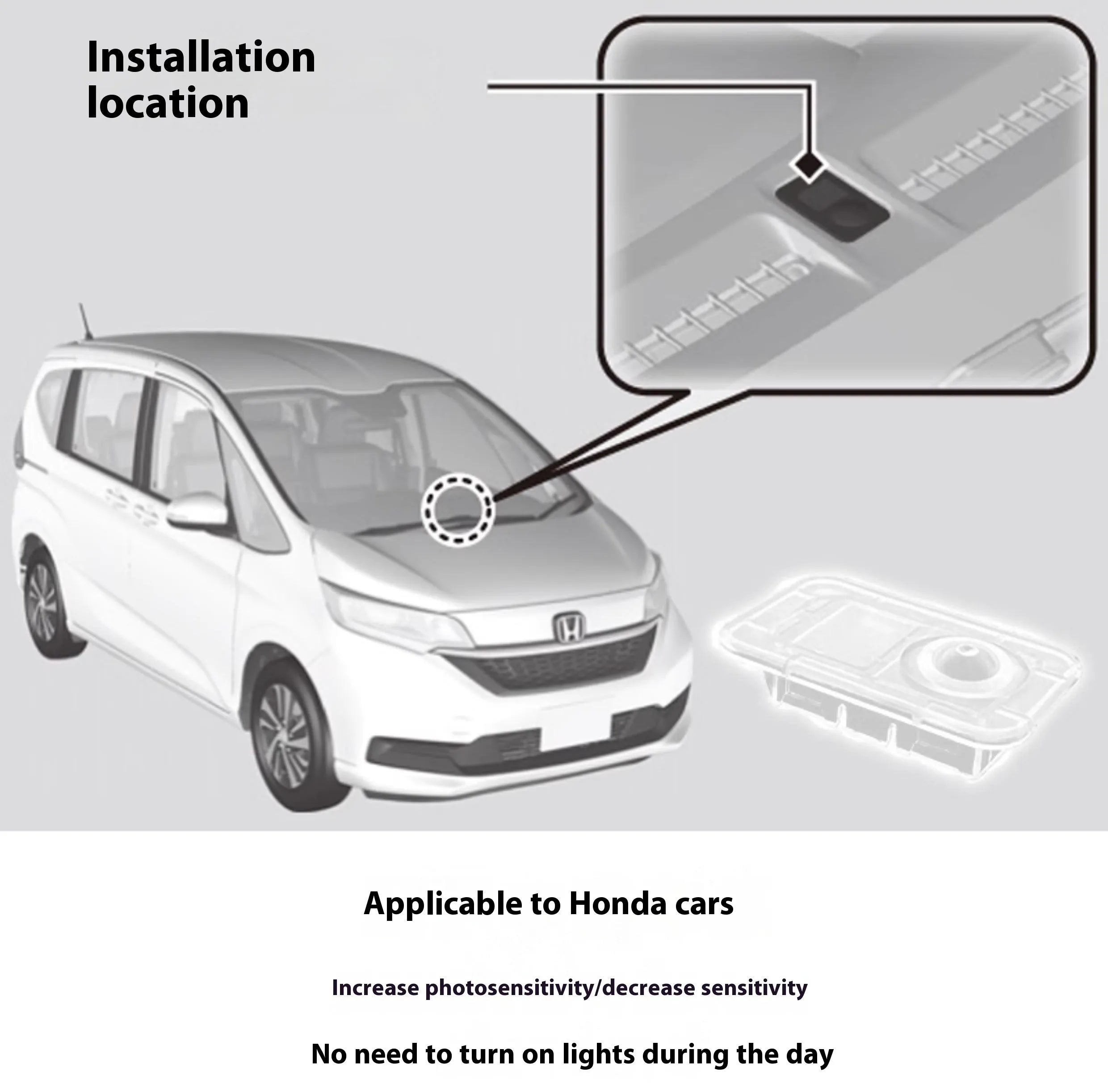 Transparent plastic automatic headlight sensor cover cap for Honda CRV Civic with flat style surface