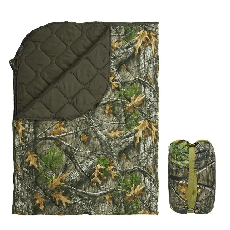 Multi-functional camouflage quilt for outdoor camping with envelope construction