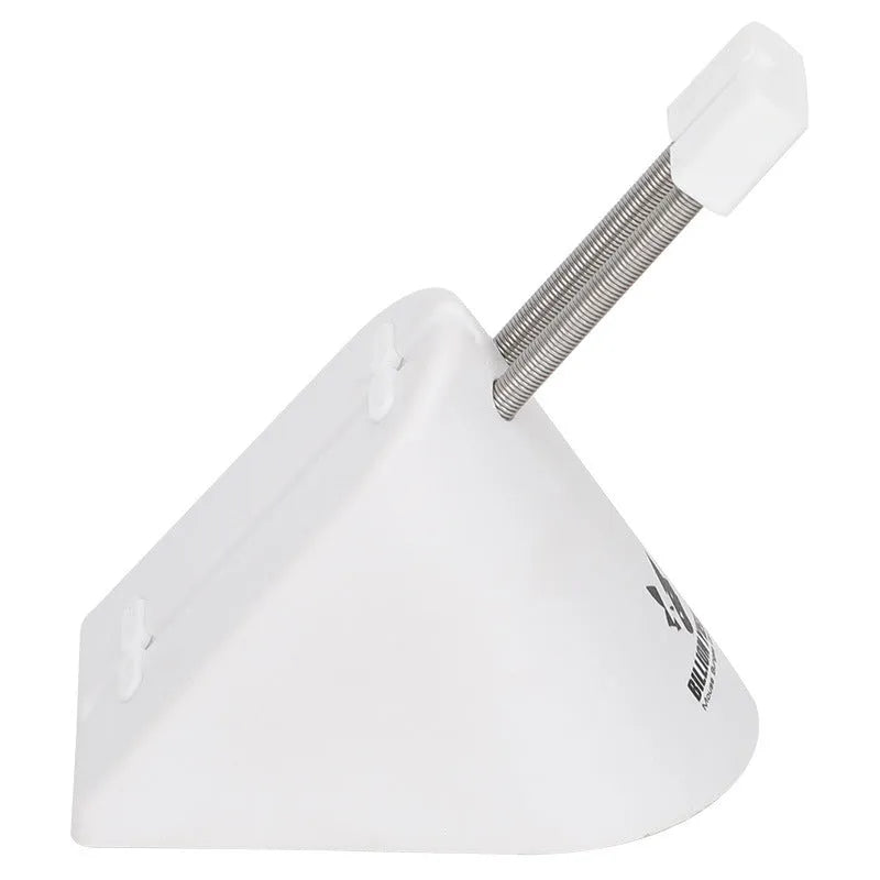 Black and white ABS plastic mouse cable holder for desk mounting.