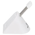 Black and white ABS plastic mouse cable holder for desk mounting.