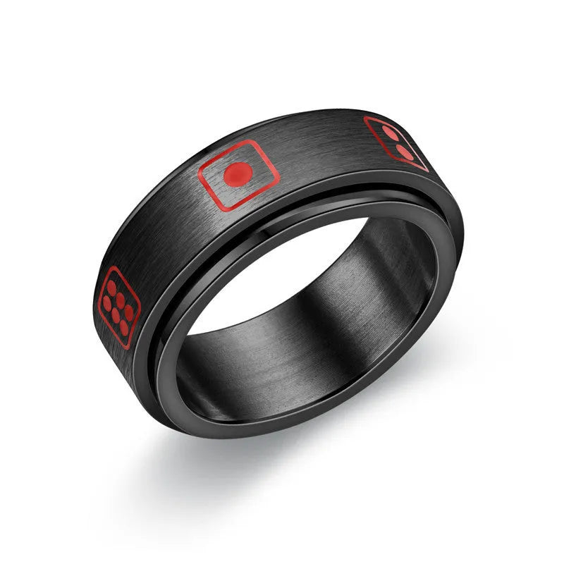 Men's titanium steel hip hop simplicity ring blue rose gold electroplated polished Korean style size 07-11
