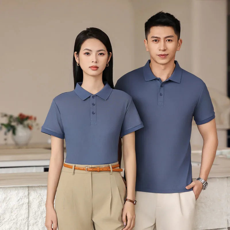Summer polo shirt in long-staple cotton with short sleeves and slit detail, shown in multiple colour options