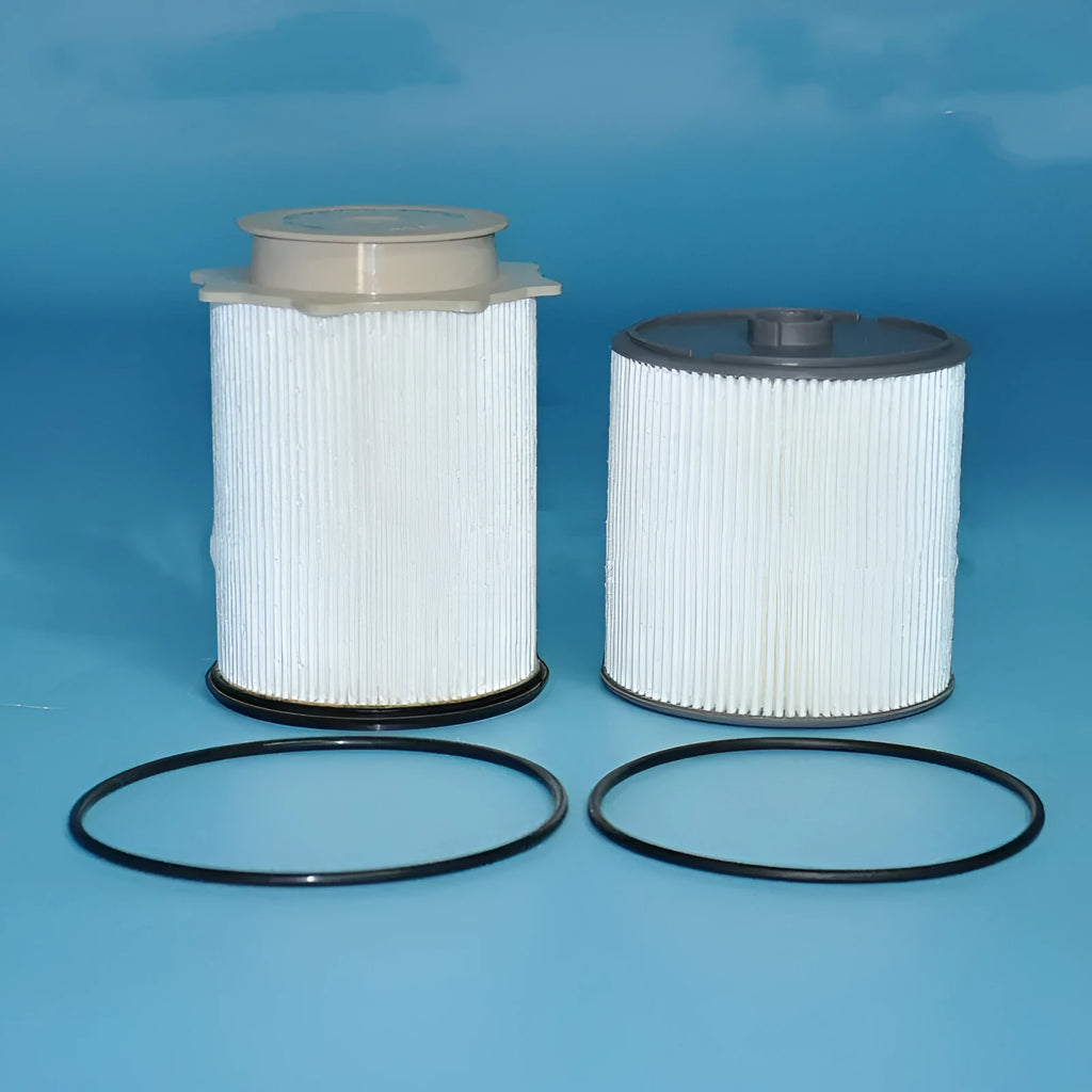 White fuel filter kit for RAM diesel trucks with nitrile rubber seal.