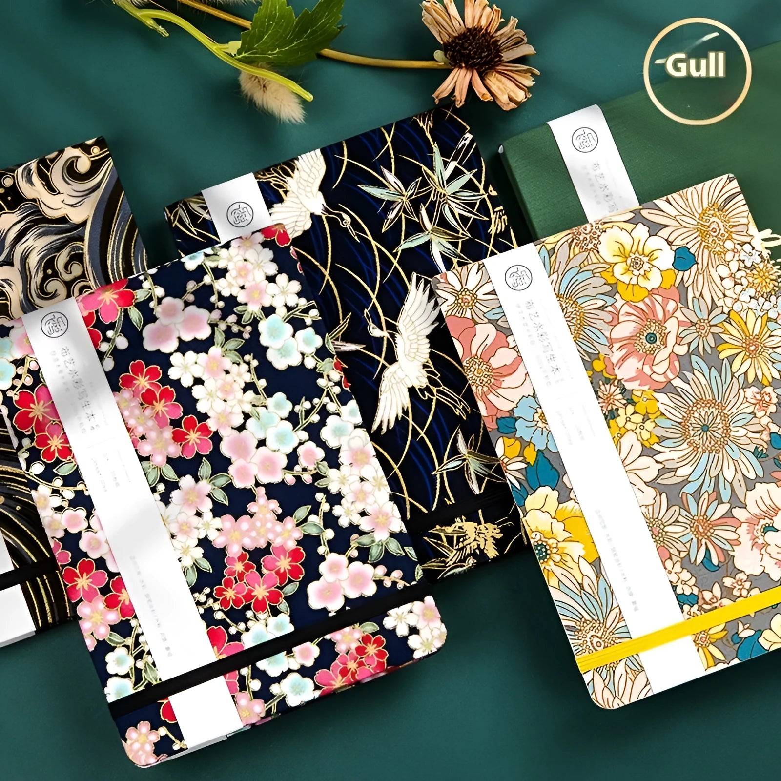 Feiluniao fabric watercolour notebook open showing paper and handmade cover