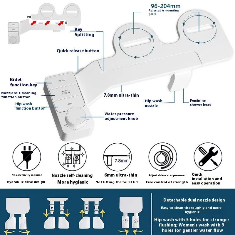 KB06 pure white water pressure cleaning tool with detachable ABS nozzle and copper connection fittings.