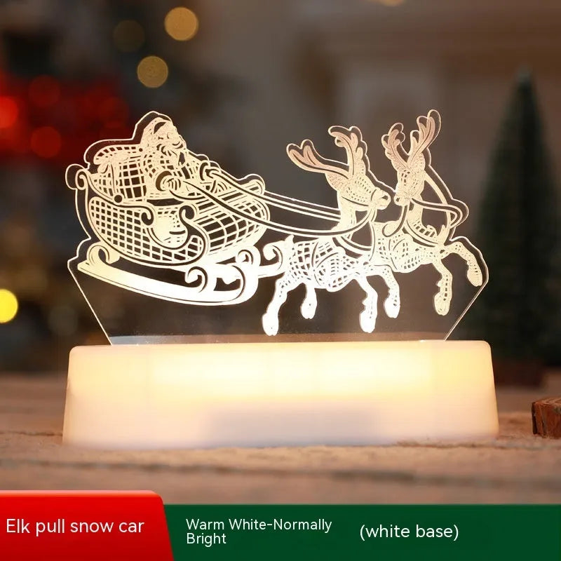 Acrylic 3D LED Christmas night light decoration with festive designs
