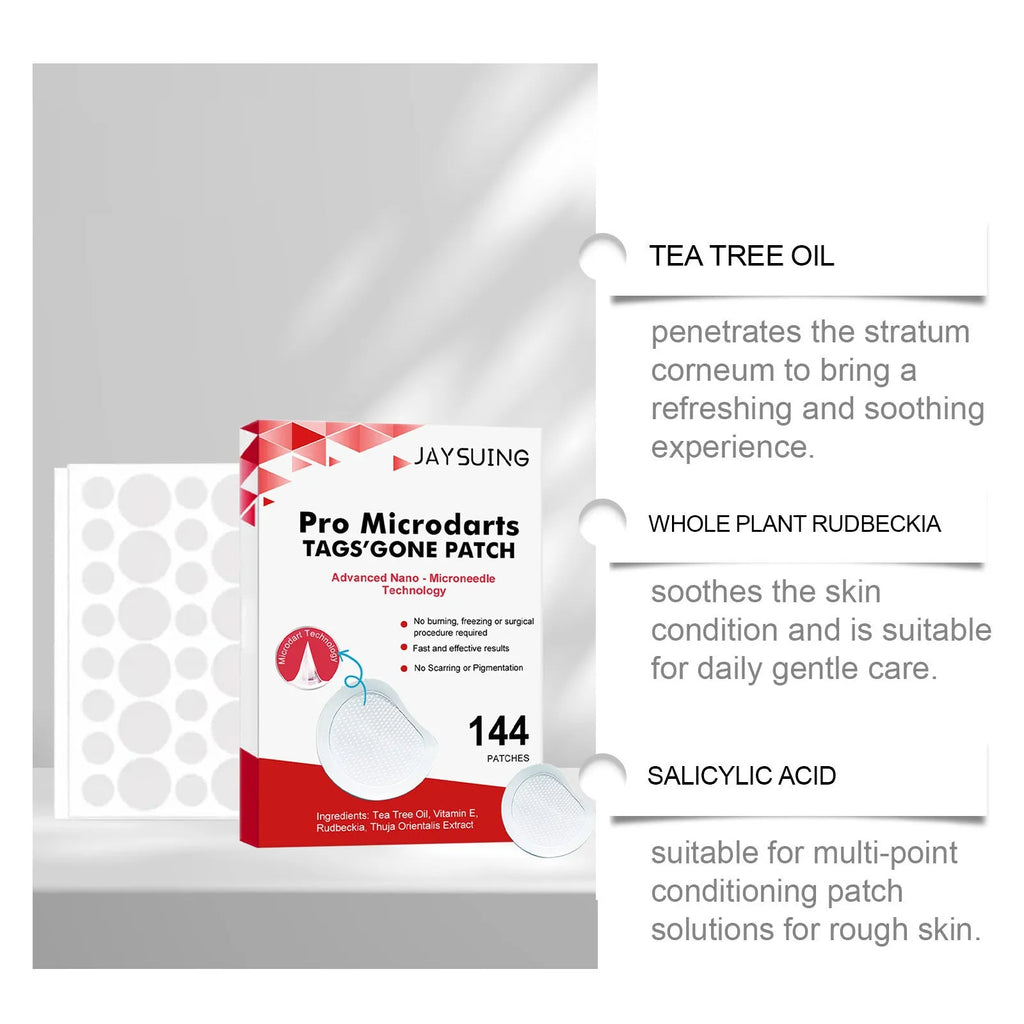 Micro needle wart removal care patches in 144 pack with tea tree oil and vitamin E formulation