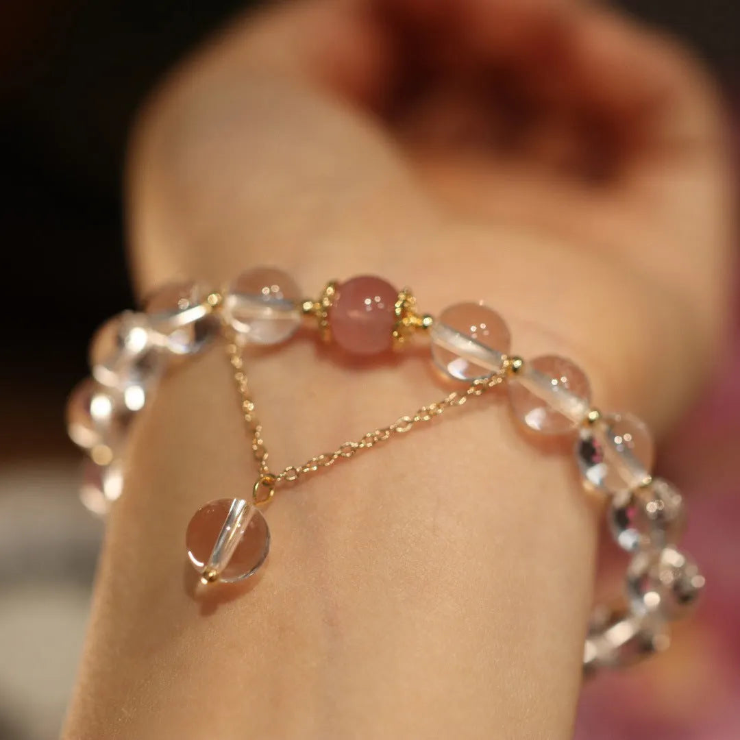Chinese style white crystal geometric bracelet with auspicious patterns