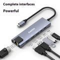 Aluminium alloy Steam Deck six-in-one docking station with USB-C, HDMI, Ethernet and USB ports.