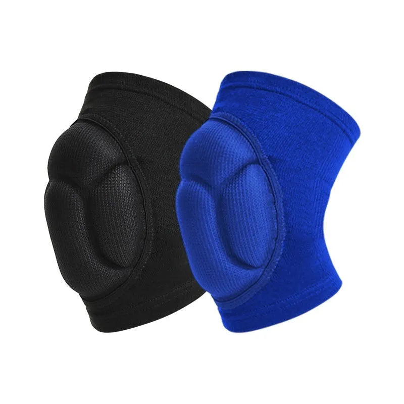 Black and blue thick sponge dance kneepad for knee protection during sports.
