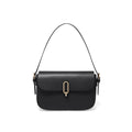 Square shoulder messenger bag in genuine cowhide leather with front lock and organised interior