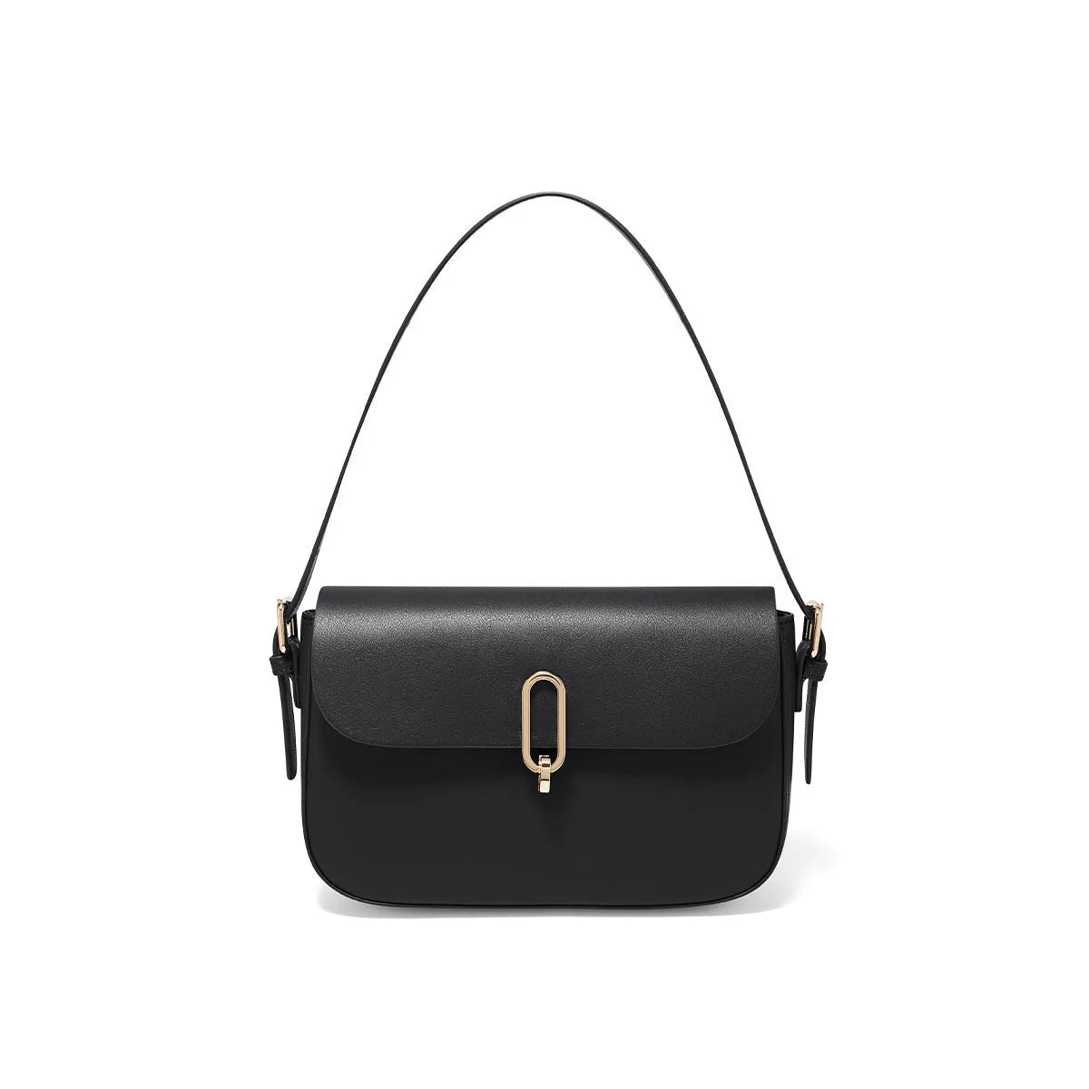 Square shoulder messenger bag in genuine cowhide leather with front lock and organised interior