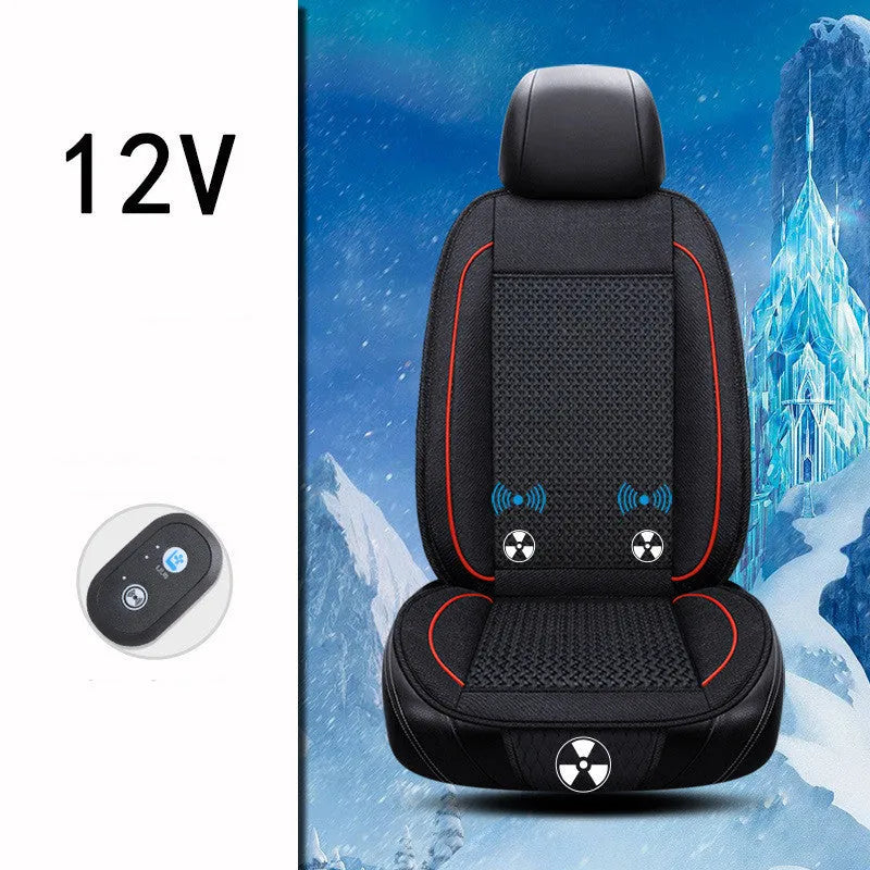 Black car ventilation seat cushion with massage function, shown at 60x60 cm size.