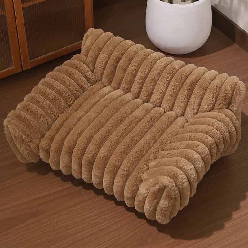 Cat sofa rabbit plush thickened large kennel for indoor cats in gray colour