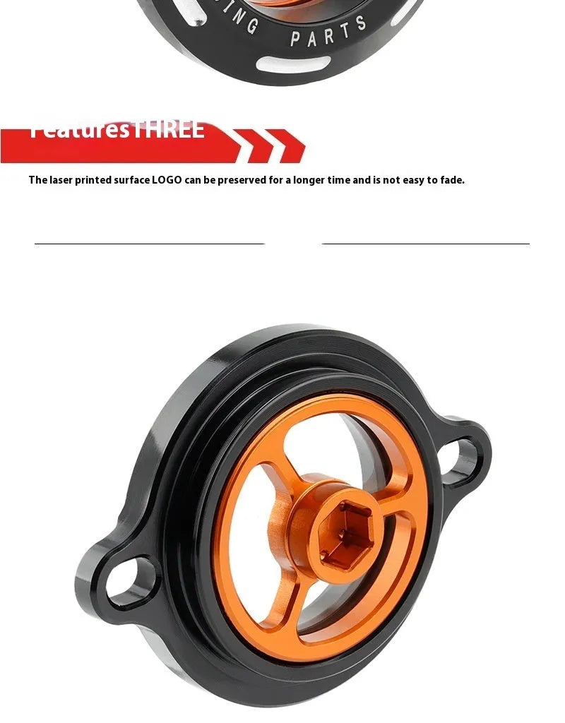 Transparent aluminium alloy oil filter cover for KTM DUKE motorcycles