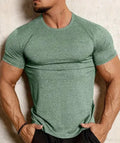 Tight stretch quick-drying running short sleeve t-shirt in polyester blend fabric