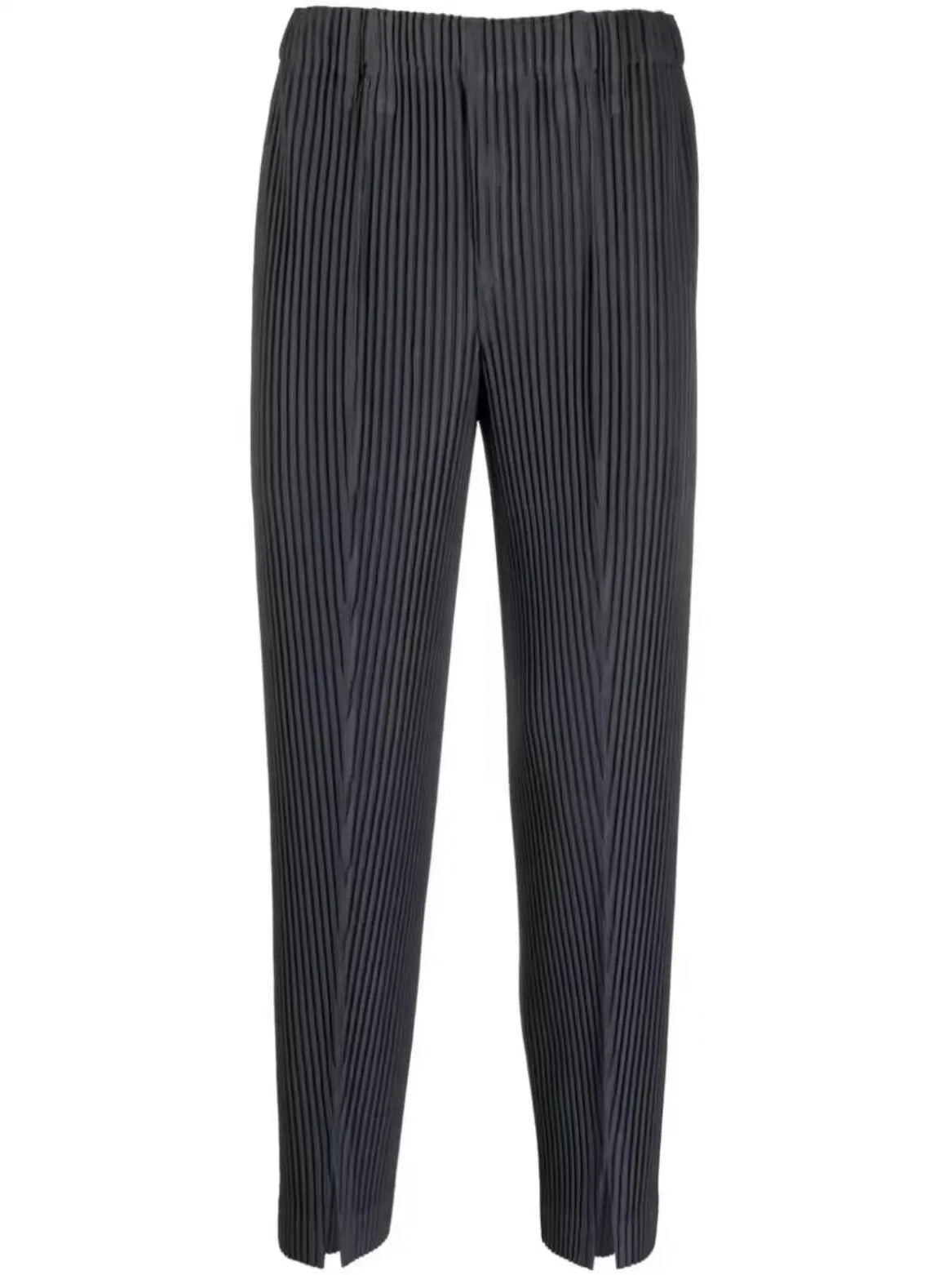 Men's casual baggy straight trousers in gray, polyester, mid waist, size M to XXL