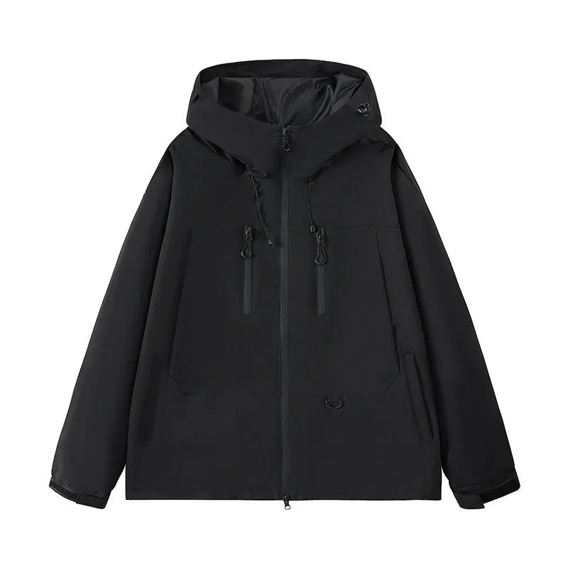 Dopamine three-proof outdoor couple's windbreaker in slim fit solid colour with zippered pocket, polyester lining, available in multiple colours
