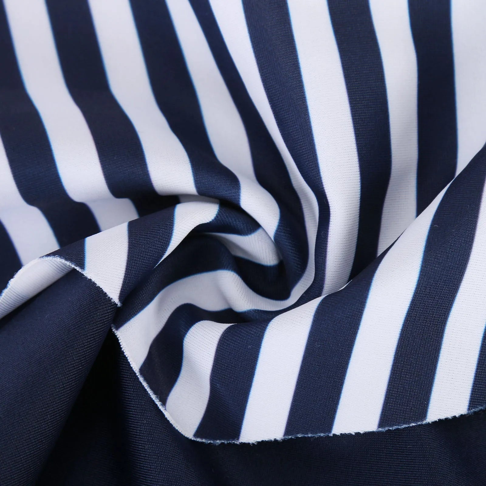 Ladies striped boyshorts one-piece swimsuit with split side design in polyester fabric