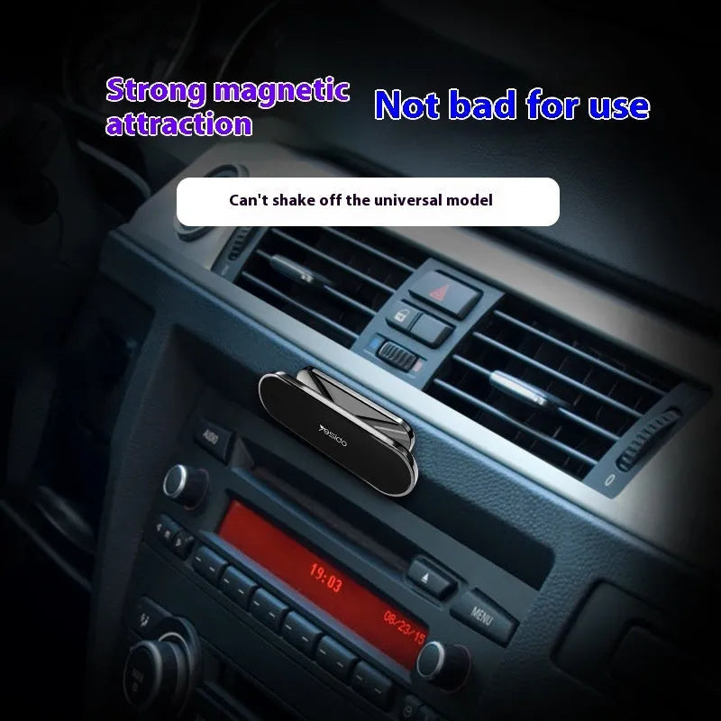 Black and gray 360 degree rotary magnetic car phone holder with zinc alloy bracket and adhesive pad
