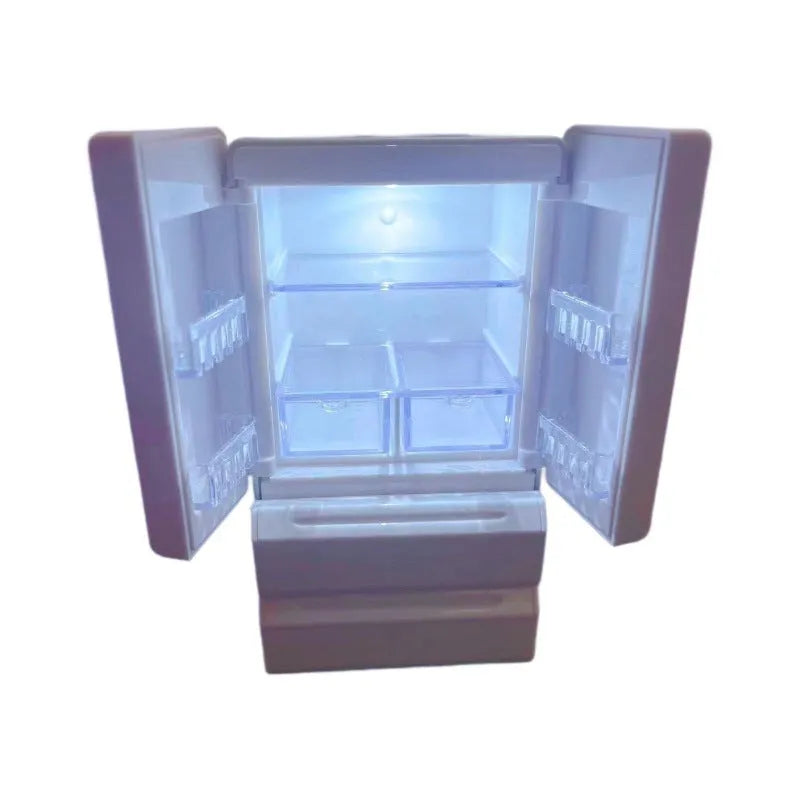 White plastic miniature candy model toy with LED light on, dimensions 11.4cm high.