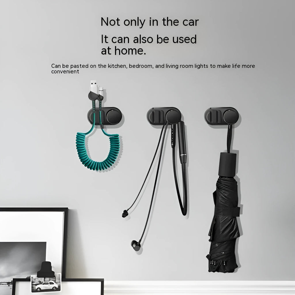 Dark green ABS plastic car storage hook with silicone pad for holding cables