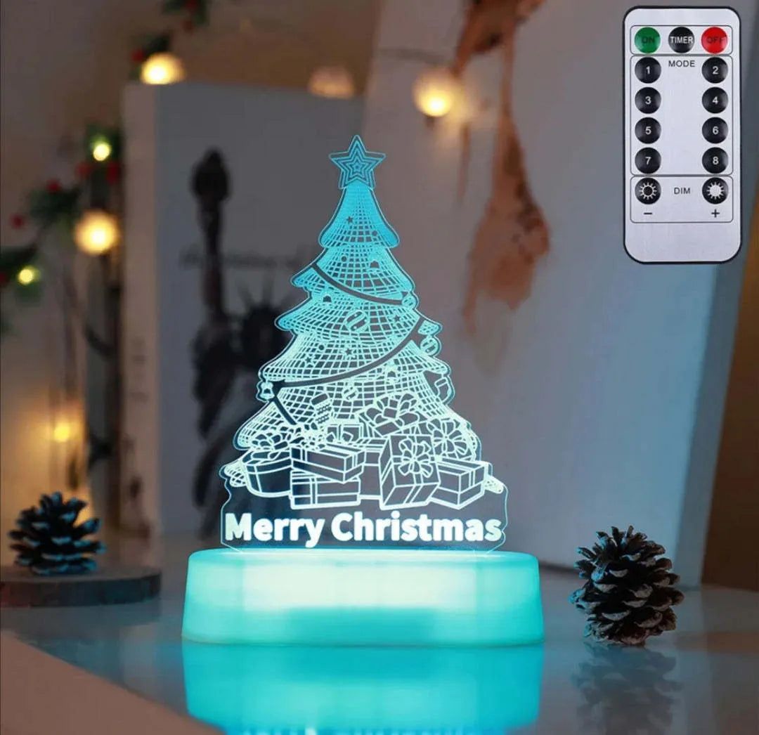 Acrylic 3D LED Christmas night light decoration with festive designs
