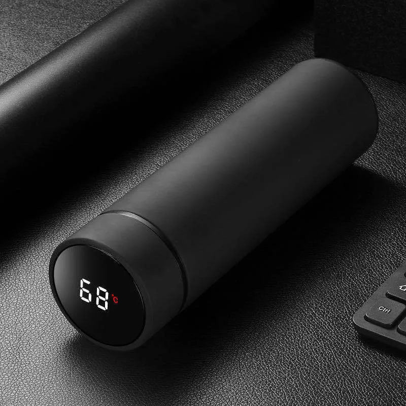 450ml stainless steel vacuum insulated water bottle in black, red, gold, and blue colours