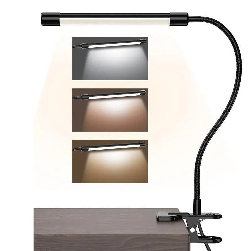 Black or white USB LED desk lamp with 26cm length for student study areas
