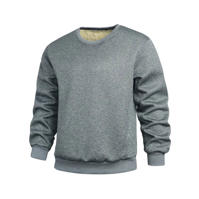 Thickened winter sports men's sweatshirt in rabbit hair, loose fit, long sleeves, black colour