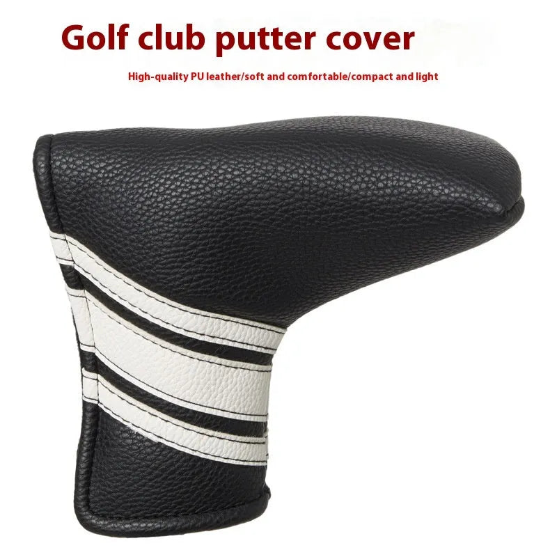 Black PU leather golf club head cover push rod case sleeve.