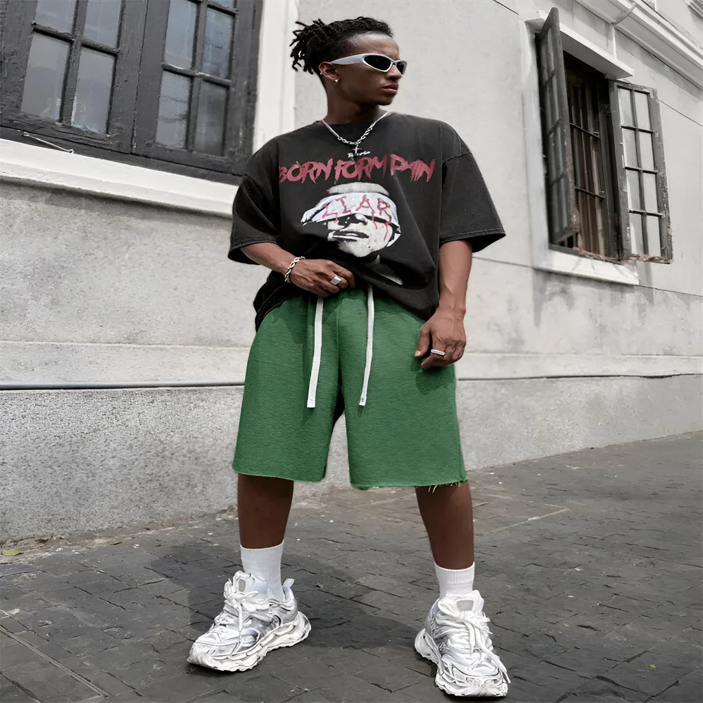 Men's straight leg trousers in polyester fabric for sports and street hip-hop style