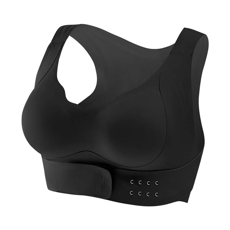 Front buckle sports bra with double shoulder straps and back shaping design for yoga